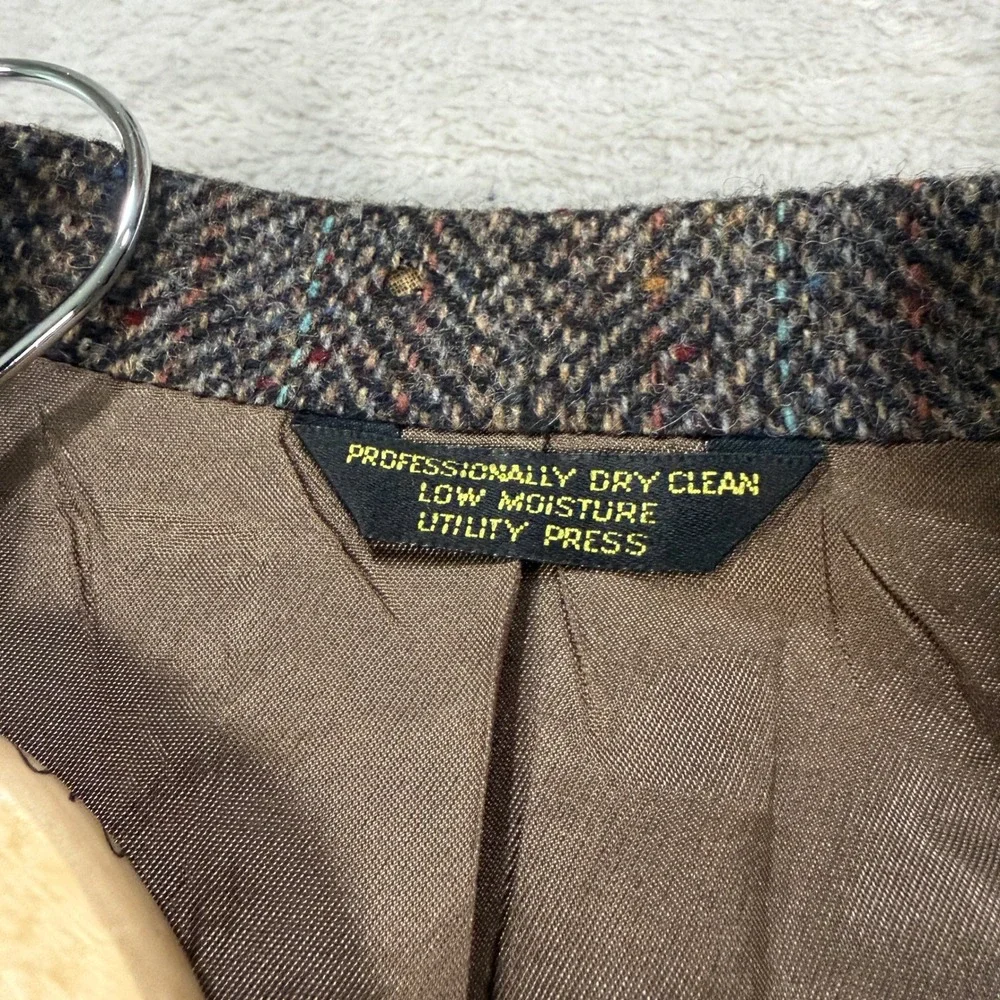 Vintage Bespoke Tweed Mens 40R Brown Herringbone Blazer Sport Coat Jacket EUC